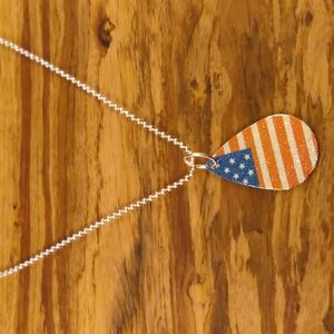 Flag Silver Tone Necklace